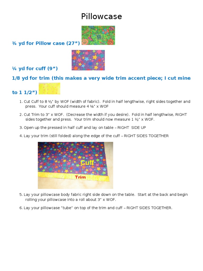 Standard Pillowcase with Cuff Guide | PDF | Foreign Language Studies ...