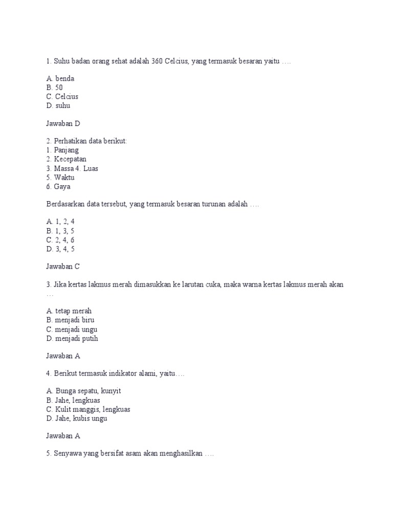 Soal Ipa Kelas 7 Pdf