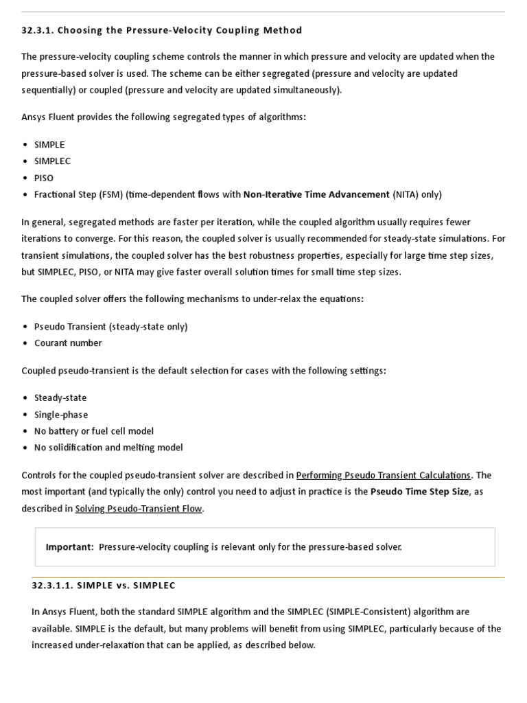 Choosing The PressureVelocity Coupling Method PDF Applied