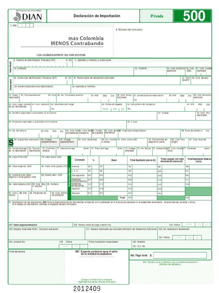 Declaración De Importación Pdf