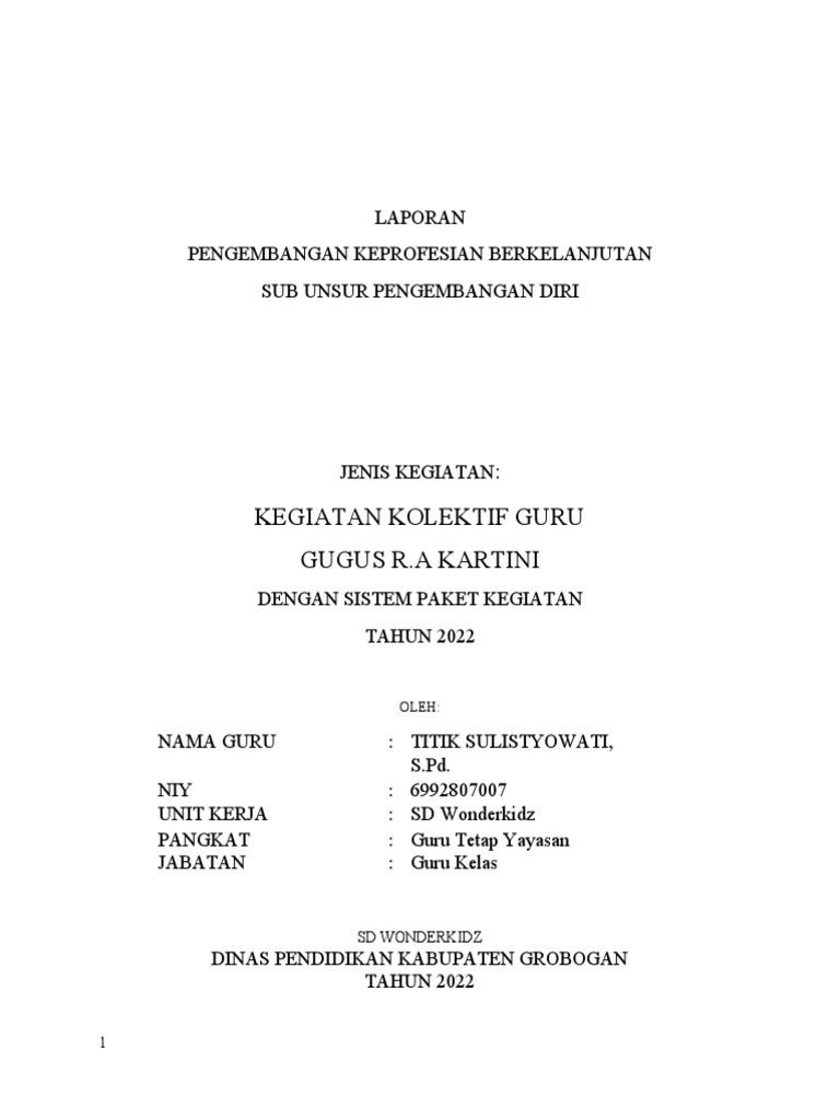 Laporan Pengembangan Keprofesian Guru | PDF | Bisnis