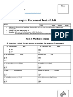 English Placement Test 6º 