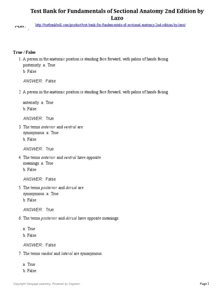 Fundamentals of Sectional Anatomy 2nd PDF Anatomical Terms Of