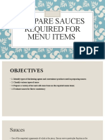 Prepare Sauces Required For Menu Items 3rd 2nd Week