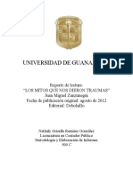 Reporte de Lectura - LOS MITOS QUE NOS DIERON TRAUMAS