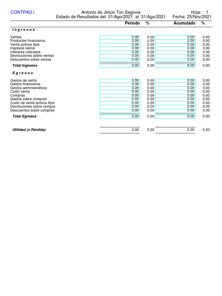 Estado de Resultados - Catalogo de Cuentas | PDF | Finanzas y dinero