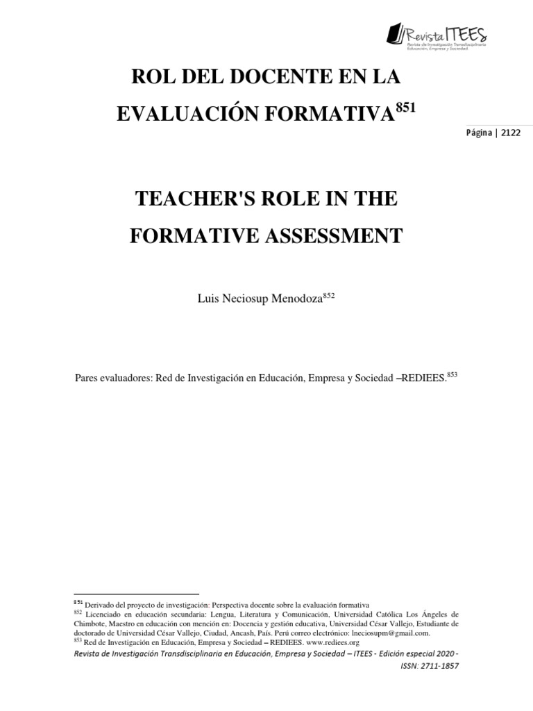 Rol del Docente en Evaluación Formativa | PDF | Evaluación | Maestros