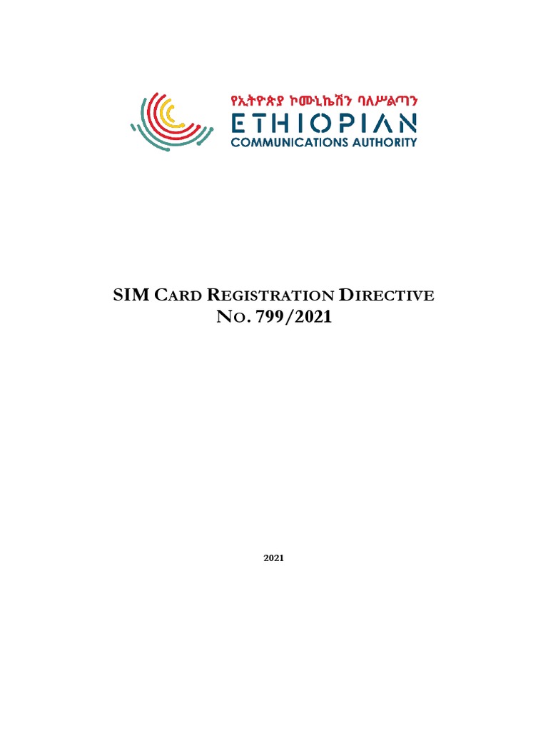 Ethiopia SIM Card Registration Directive | PDF | Identity Document ...