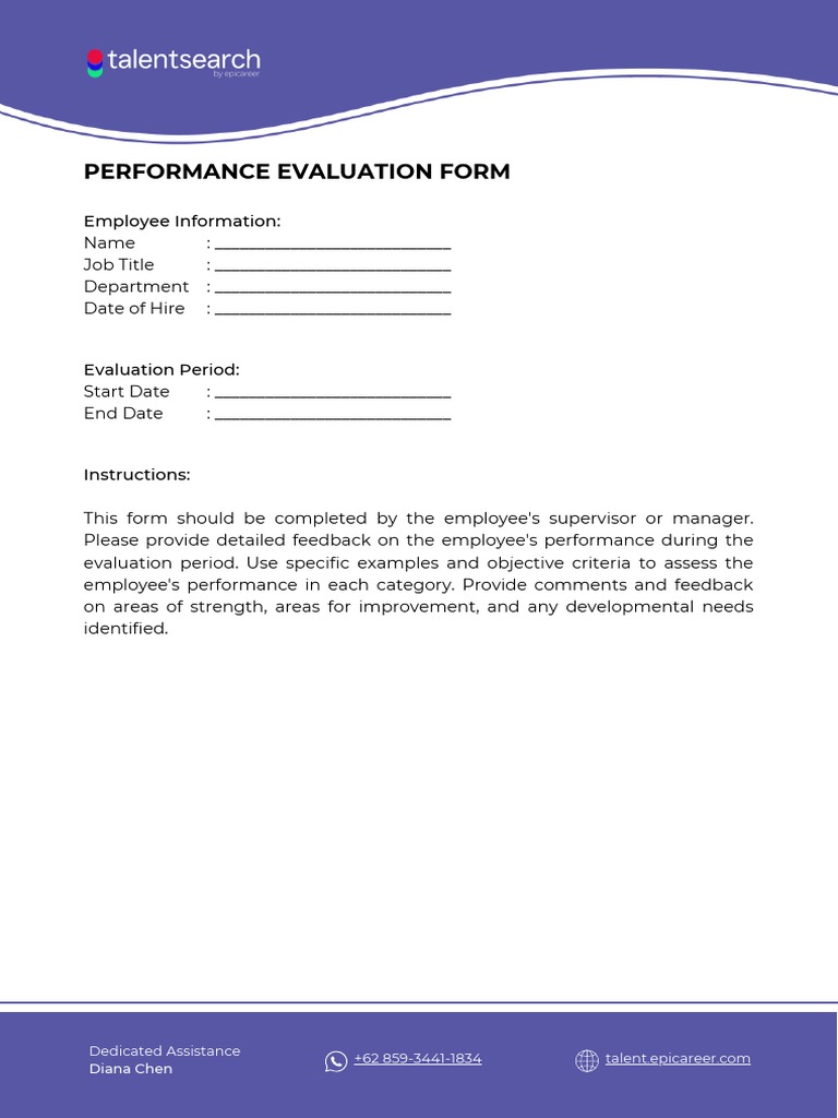 Performance Evaluation Form | PDF | Performance Appraisal | Evaluation
