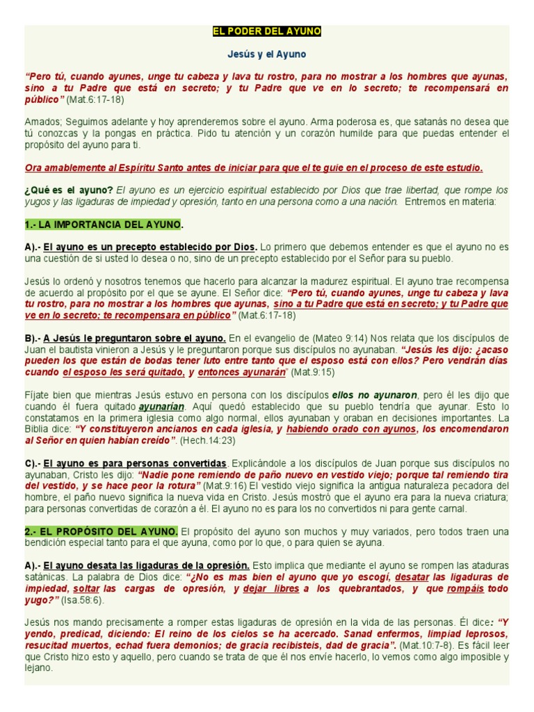 El Poder Del Ayuno Pdf Jesús Esther