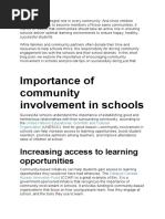 Importance of Community Involvement in Schools: Increasing Access To Learning Opportunities