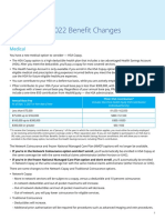 Summary of 2022 Benefit Changes: Medical