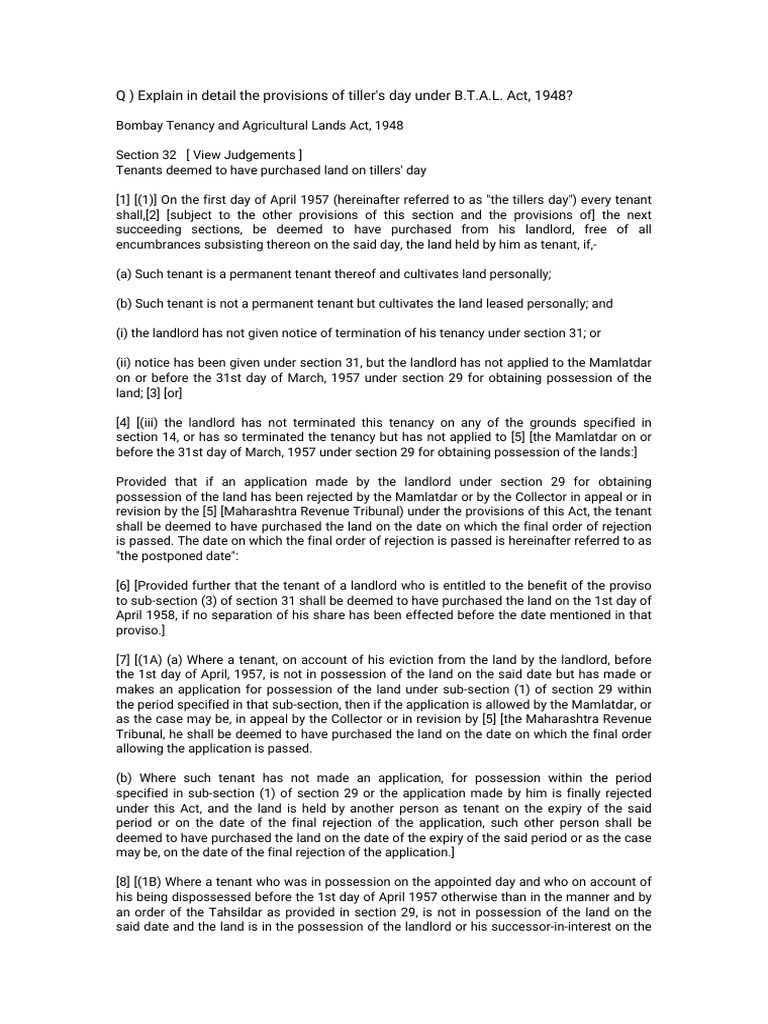 Tillers Day PDF Leasehold Estate Landlord