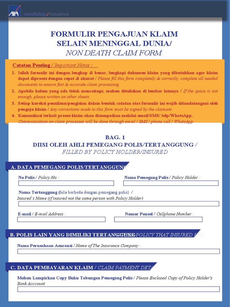 Form Claim Axa PDF
