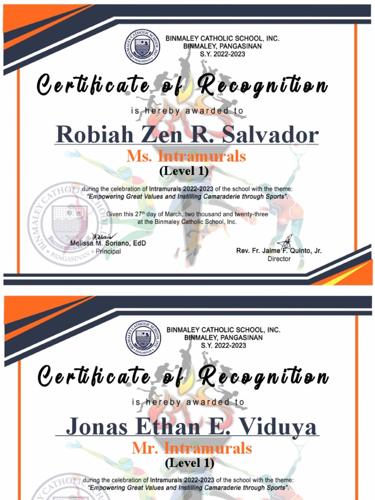 Intramurals Winners by Level | PDF | Language Arts & Discipline
