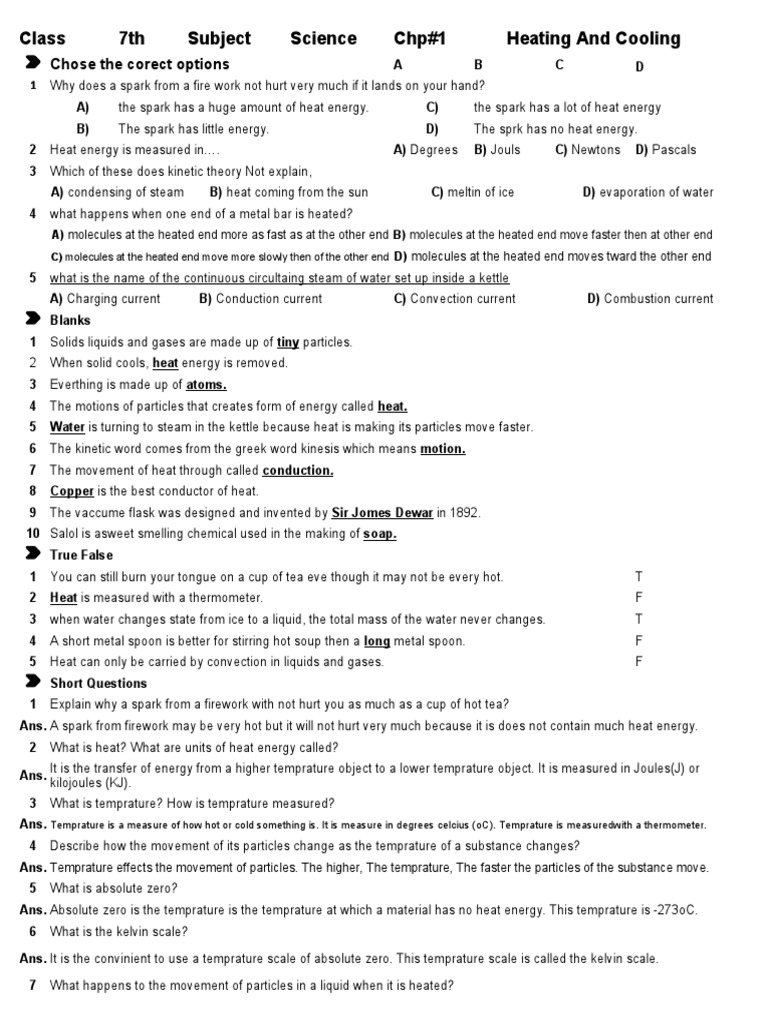 7th Class Science | PDF | Celsius | Leaf