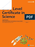 Specification Entry Level Certificate in Science 2016