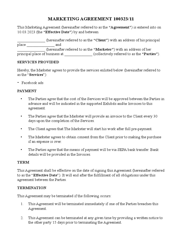 Facebook Ads Agreement PDF Intellectual Property Private Law