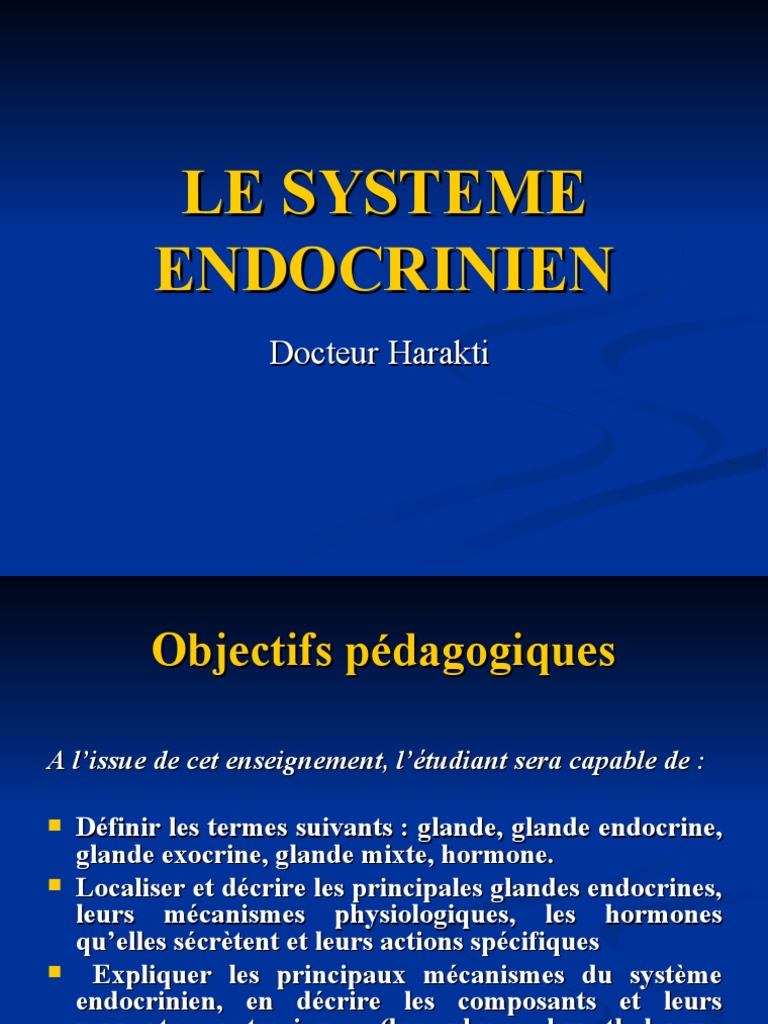 1 Système Endocrinien Pdf Hormone Système Endocrinien