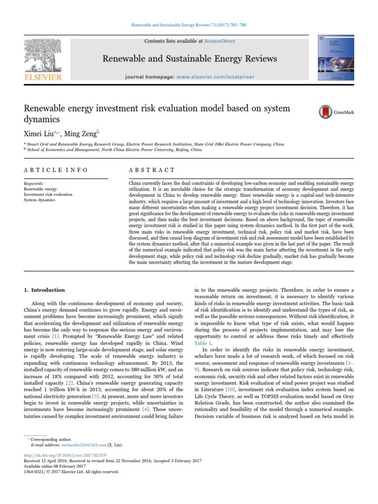 Renewable Energy Investment Risk Model | PDF | Risk | Renewable Energy