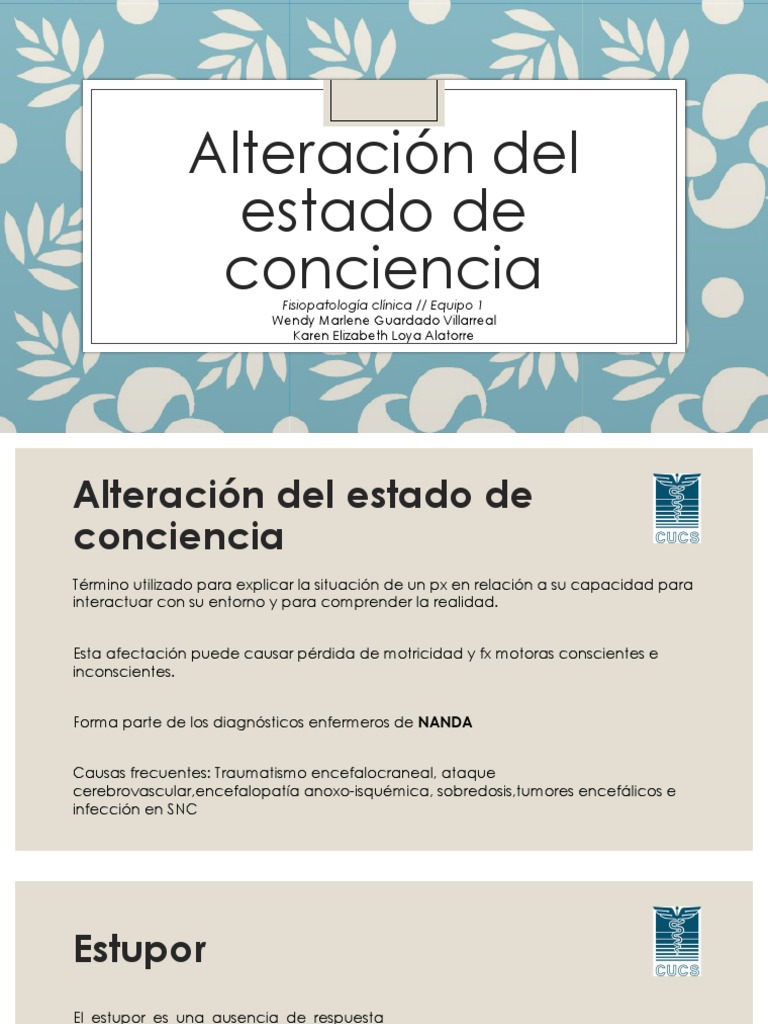 Alteración del Estado de Conciencia en Enfermería | PDF | Conciencia | Coma