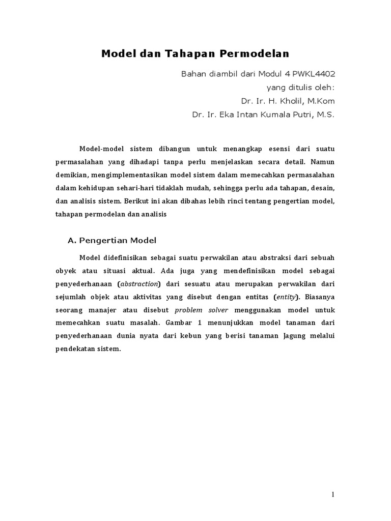 Sesi 4.2 (Model Dan Tahapan Permodelan) | PDF