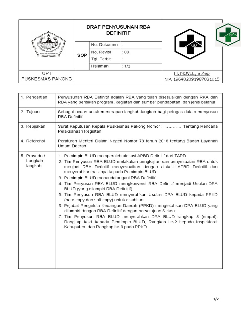 Prosedur Penyusunan RBA Puskesmas | PDF