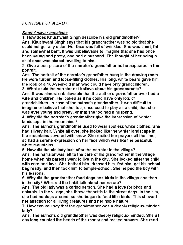 Portrait of A Lady Question Answers | PDF | Grandparent | Morality
