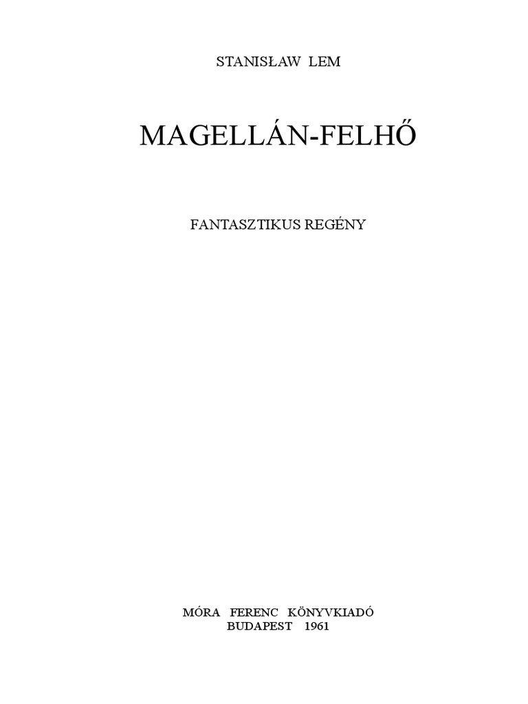 Lem Stanislaw Magellan Felho Hu Nncl3200-718v1 | PDF