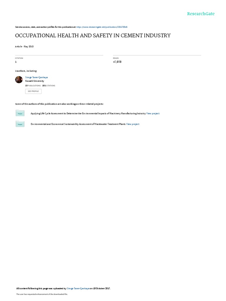 Cement Manufacturinf Hazards PDF Cement Occupational Safety And