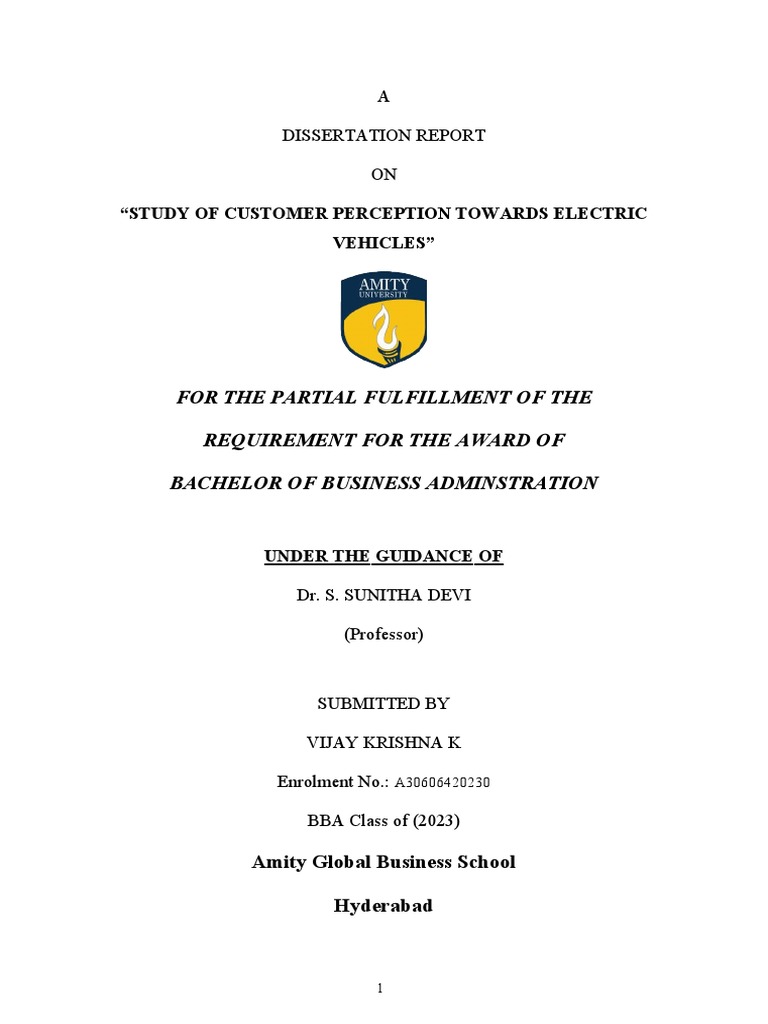 Study of Customer Perception Towards Electric Vehicles PDF Electric