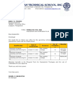 Letter To Notify Assessment MTS&LCST