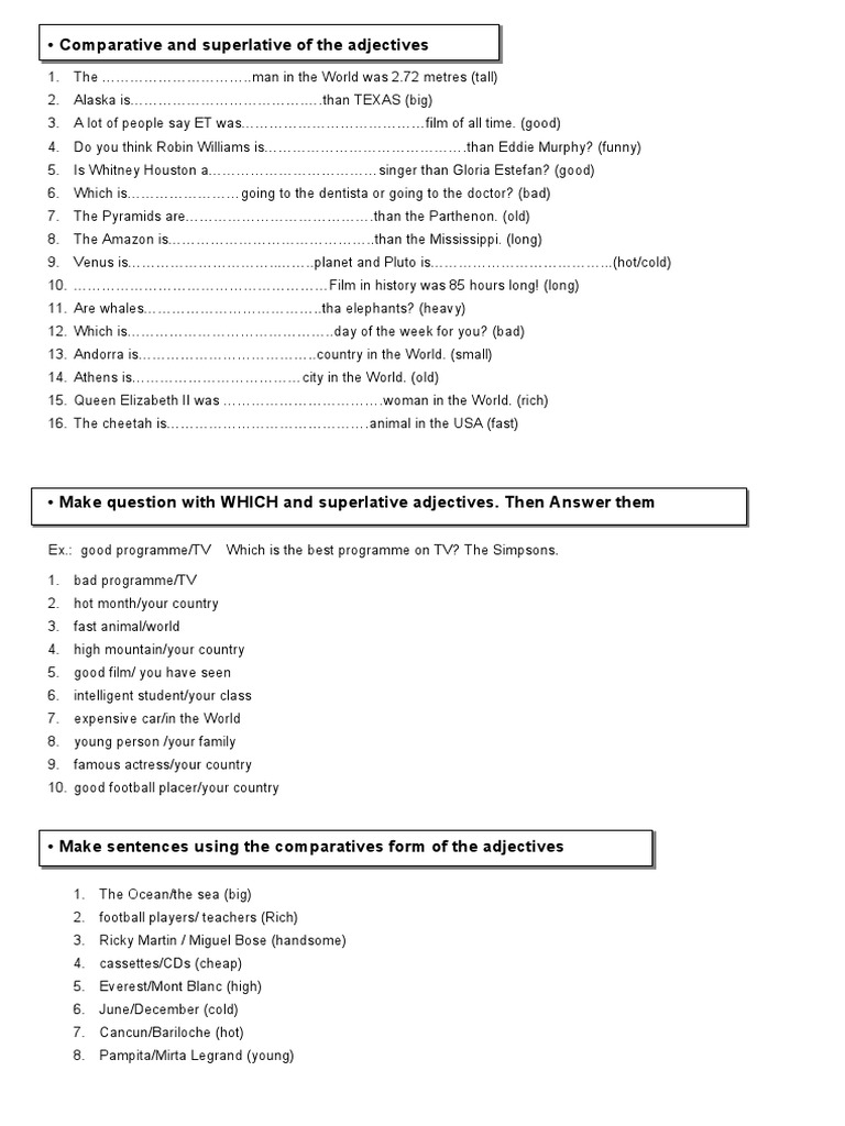 Comparative and Superlative Fun Activities Games - 8194 | PDF