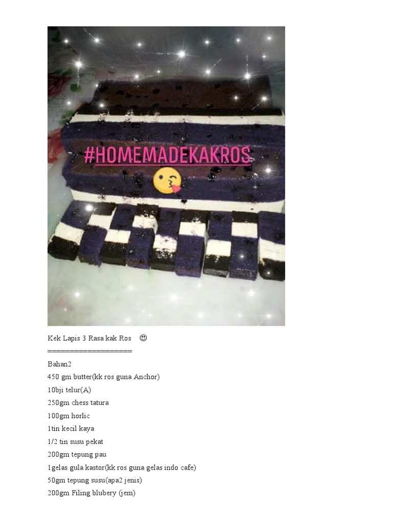 Resep Kek Lapis 3 Rasa Kak Ros | PDF