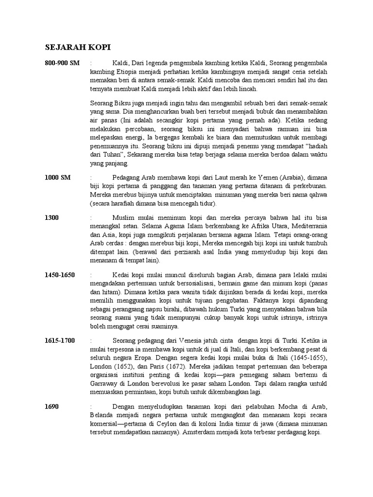 History Of Coffee Pdf