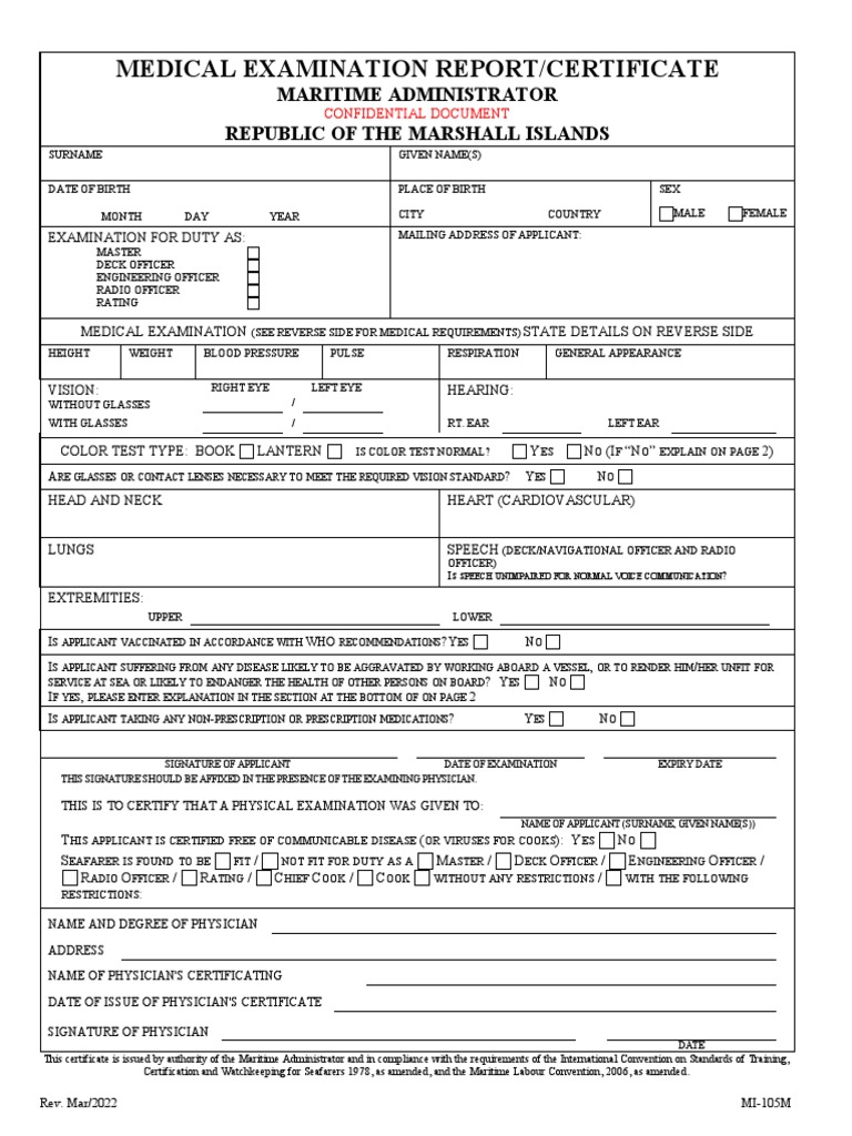 Mi 105m medical exam report pdf physical examination physician