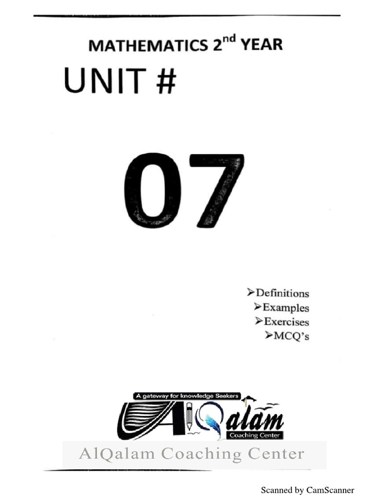 2nd year math notes of chapter 7 pdf