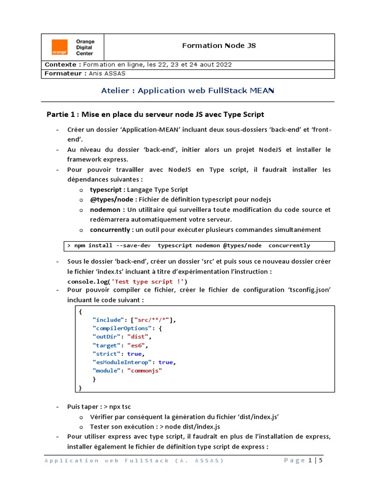 Création d'une application MEAN avec TypeScript | PDF | MongoDB ...