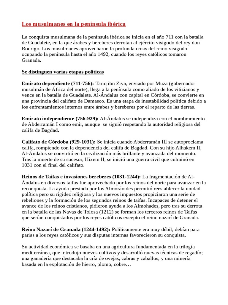 Historia de Al-Ándalus en la Península | PDF | Al Andalus | Edades medias