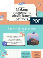 Making Judgements About Range of Texts