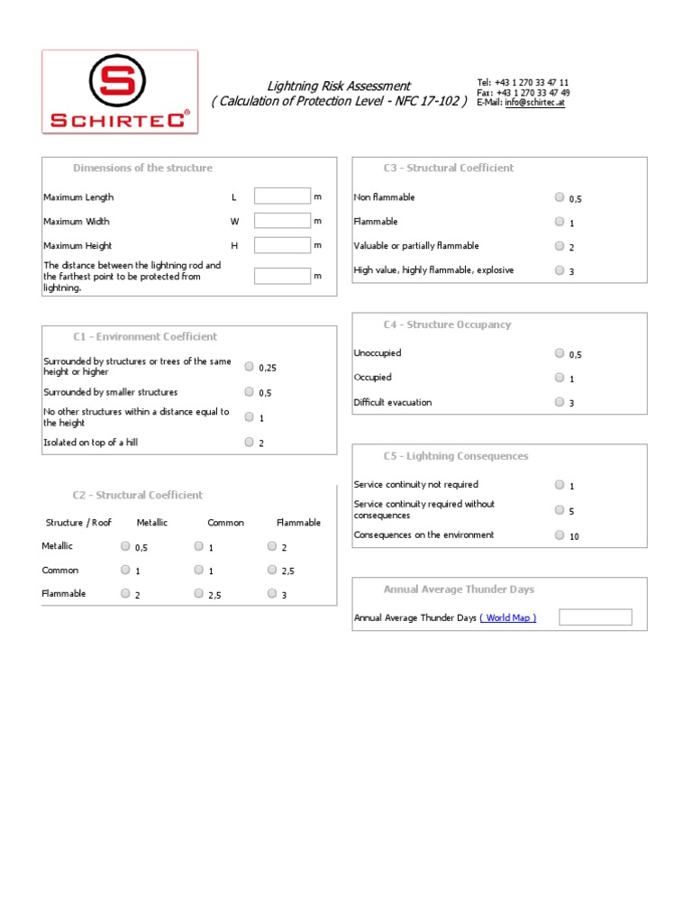 Lightning Risk Assessment (Calculation of Protection Level - NFC 17-102 ...