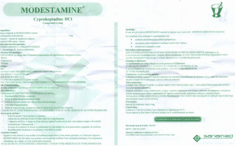 Modestamine : Indications et Posologie | PDF | Épidémiologie | Médecine