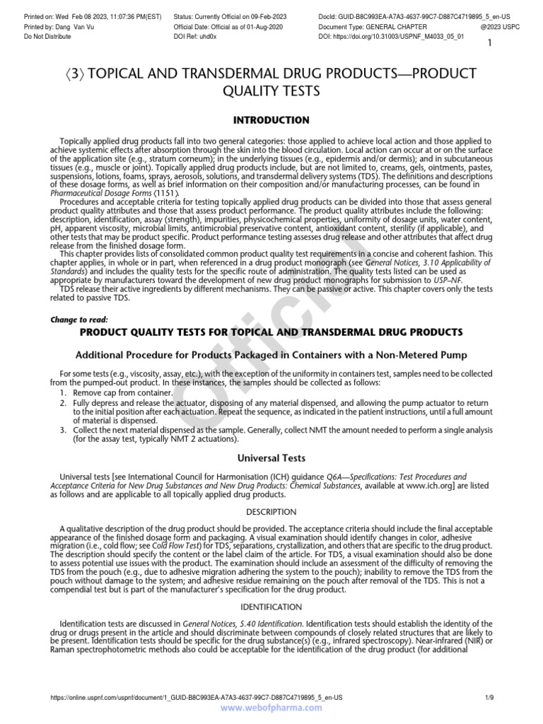 Quality Tests for Topical Products | PDF | Topical Medication | Assay
