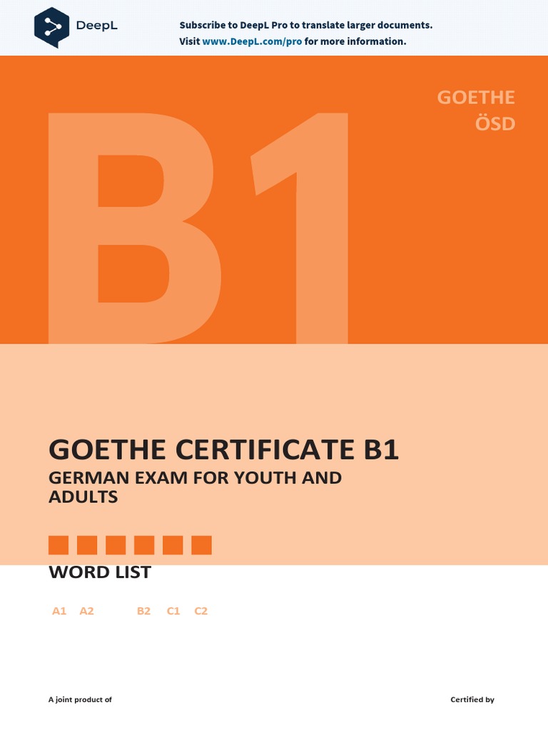 Goethe Zertifikat A2 Wortliste