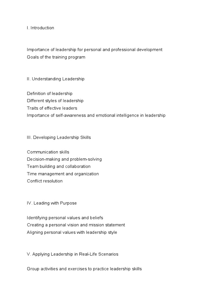 Leadership Training Content Sample PDF