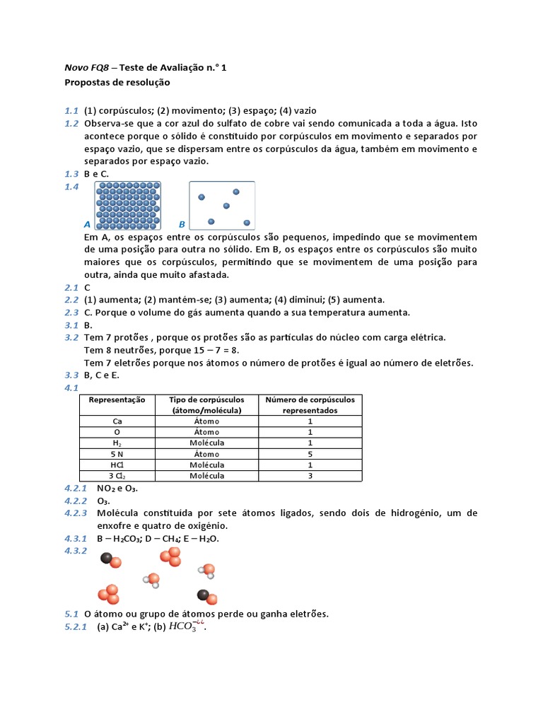 Propostas de Resolução do Novo FQ8 | PDF | Ciências e Matemática
