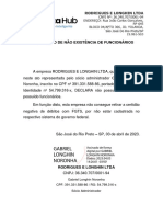 Declaração de Não Existência de Funcionários - Assinada