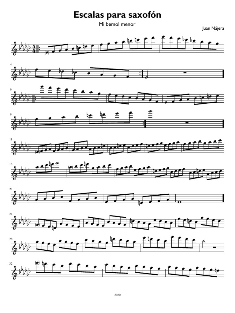 Escalas para Saxofc3b3n Mi Bemol Menor PDF