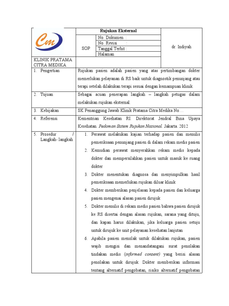 SOP Rujukan Pasien Puskesmas ke RS | PDF | Kesehatan Holistik