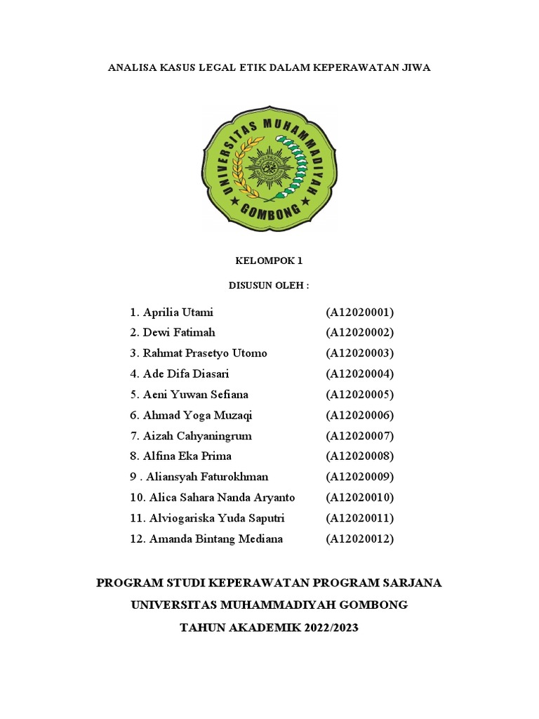 Analisa Kasus Legal Etik Kep Jiwa 2 - Kel 1-2 | PDF | Pengembangan Diri ...